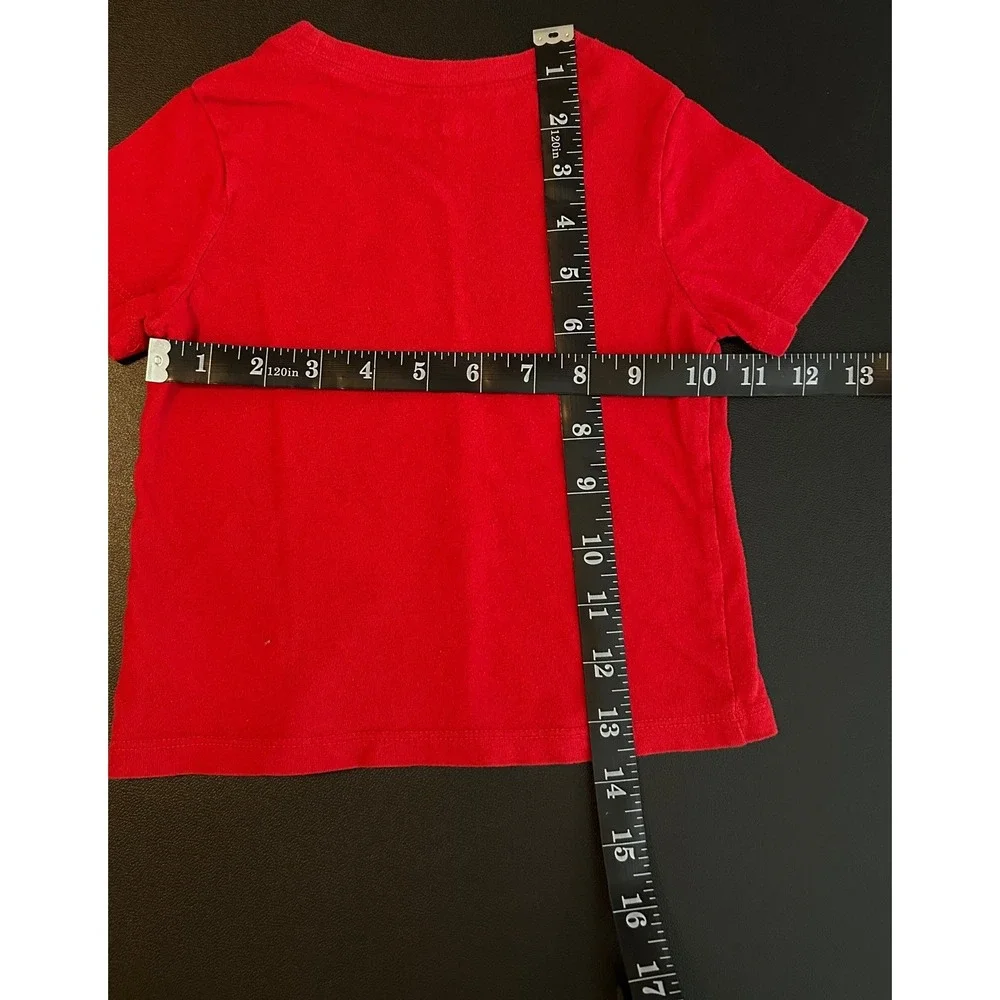 Old Navy Toddler Boys Red Christmas Dinosaur T-Rex Sleigh Graphic TShirt 2T 1604